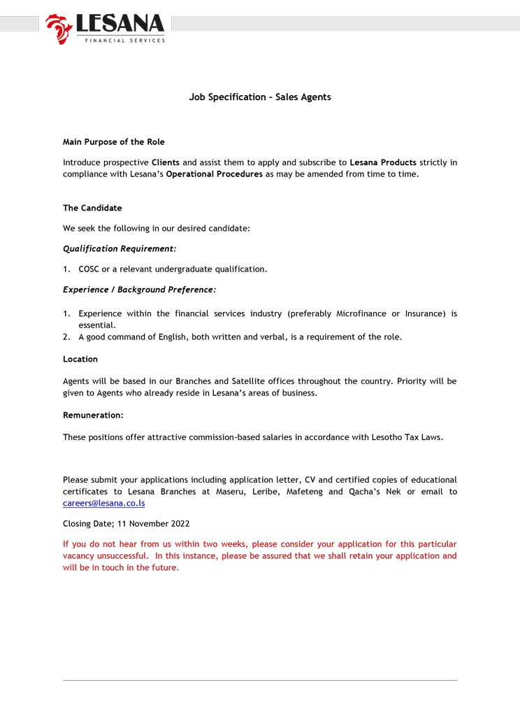 Lesana-Sales-Agents-Advert