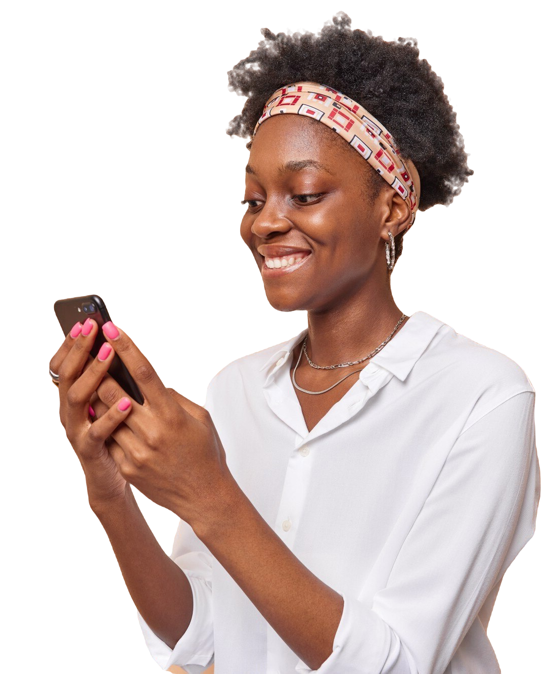 woman-holds-modern-mobile-phone-surfs-net-checks-newsfeed-social-networks-wears-headband-white-shirt-isolated-beige CIVIL-SERVANT