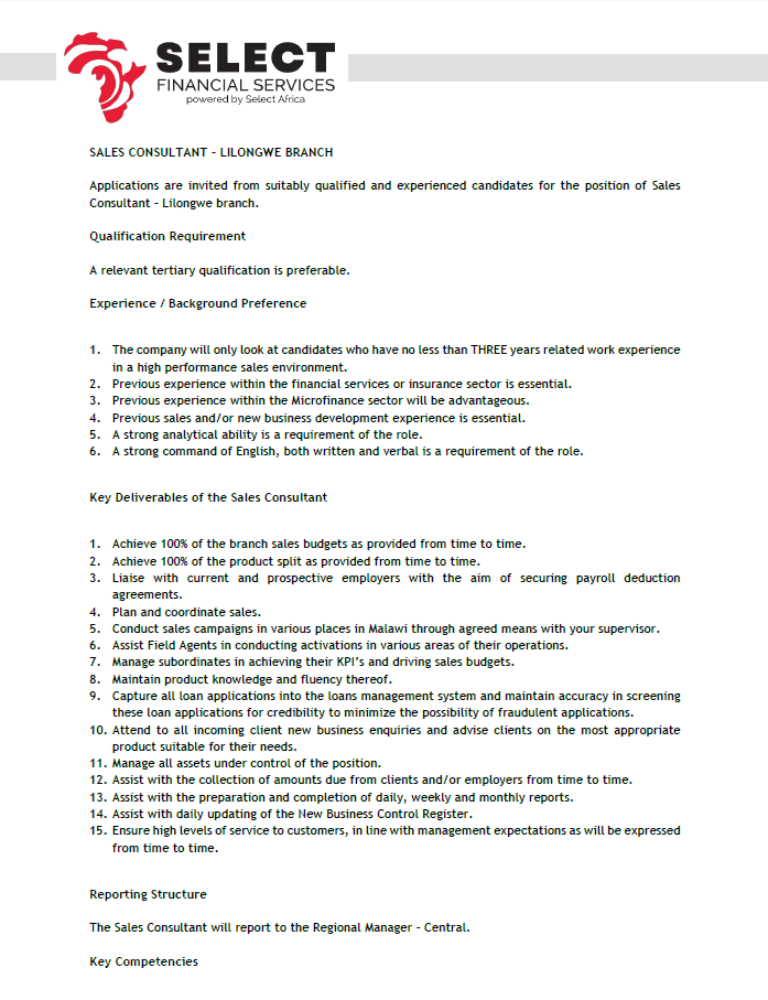 Malawi-Job-Specification